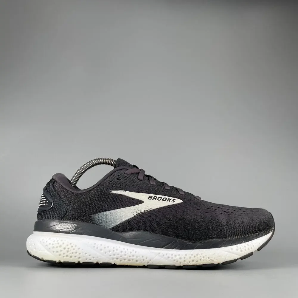 Brooks Ghost 16 Men's Size 9.5 D Black White Running Sneaker Athletic Shoes GUC